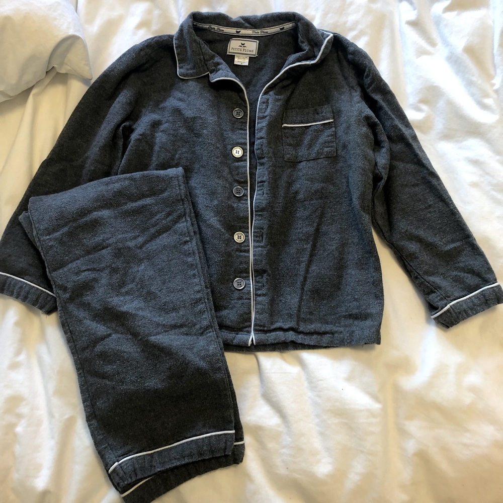 Petite Plume gray flannel pajama set size 8